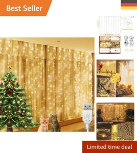 Stimmungsvolle 120 LED Lichtervorhang 1,2m x 1,2m - Ideal für jede Jahreszeit - Bild 1 von 9