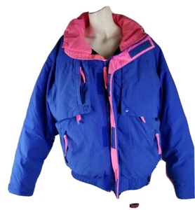 Double Black mens vtg Ski Jacket size medium pink blue black - Picture 1 of 11