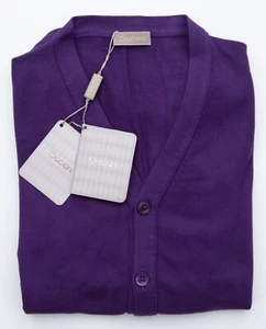 NWT CRUCIANI Purple Cotton Lightweight V-Neck Cardigan Sweater 2XS (EU 46) - Imagen 1 de 8