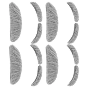 4 Sets Fake Bearded Eyebrows Man Cosplay Party Costume Supplies Oldman Gray - Imagen 1 de 12