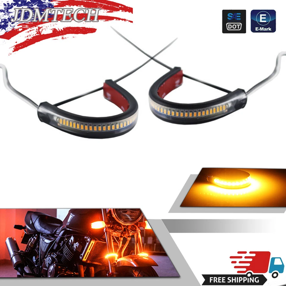2X Tira de luces de señal de giro LED ámbar súper brillante universal para motocicleta Foto 1 de 4
