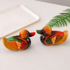2pcs Wood Model Cute Sculpture Wedding Mandarin Duck Ornament Handmade Craft