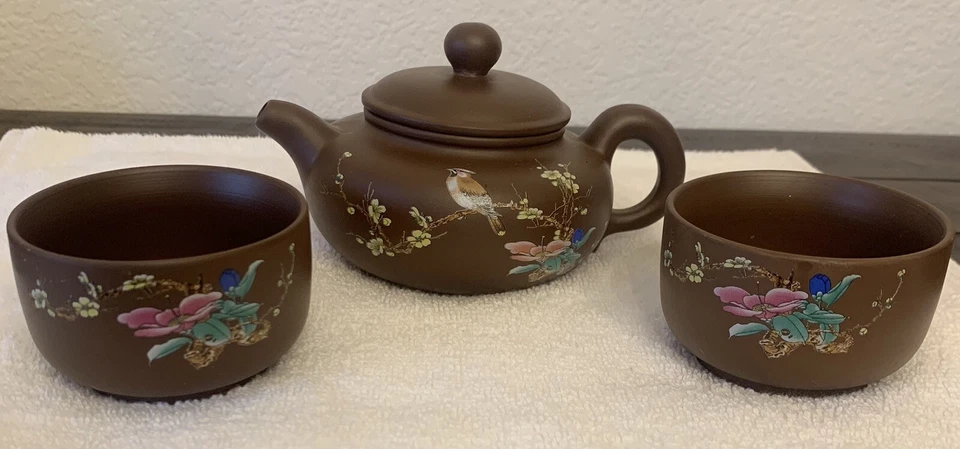 Juego de tazas de tetera de arcilla morada Zisha pintada a mano china Teteras Kungfu Pot Foto 1 de 4