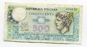 BANCONOTA 500 LIRE MERCURIO P33651011 REPUBBLICA ITALIANA 1974/1979 - Foto 1 di 2