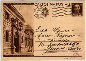 OPERE DEL REGIME CARTOLINA POSTALE 30 C. ISTITUTO INTERNAZIONALE DI DIRITTO 1932 - Foto 1 di 1
