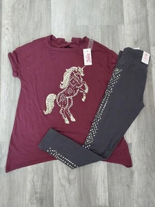 NWT Justice Girls Outfit Unicorn Top/ Leggings Size 7 (101) - Picture 1 of 2