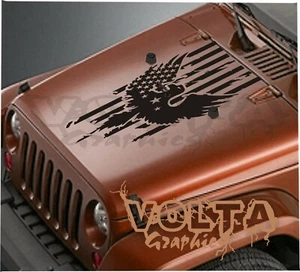 Vinyl Hood Decal Compatible with Jeep Wrangler  - American Flag Eagle Graphic - Bild 1 von 1