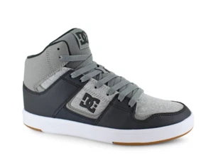 DC Mens Cures Cure Hi Top Chambray Dark Grey Light Grey Sneakers Skate Shoes NEW - Picture 1 of 14
