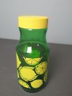 Vintage Lemon Juice Jar Carafe w/ Lid - Anchor Hocking - Green & Yellow - k3 sb