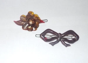 Lotto barrette fermacapelli vintage Ben-Hur fiocco rosa iridescente post close - Foto 1 di 4