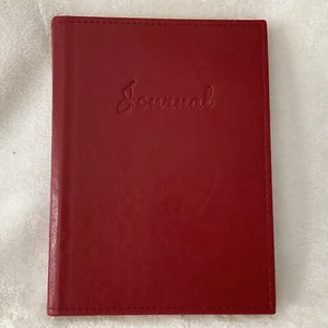 Red Journal 9" X 6.75” Leather Hard Cover Lined Pages Gilt Gold Edge New - Picture 1 of 6