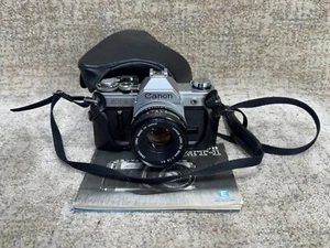 Canon AT-1 35mm SLR Film Camera w/ 50mm F/1.8 LENS / Cover / Strap - Picture 1 of 8