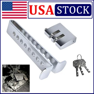 Stainless Steel Brake Pedal Lock Security Car Auto Clutch Lock Anti-theft W/3Key - Picture 1 of 13