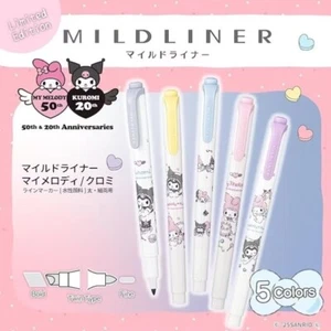 Sanrio Kuromi My Melody Zebra Mildliner Highlighter Pens Two Tip Limited Edition - Picture 1 of 26