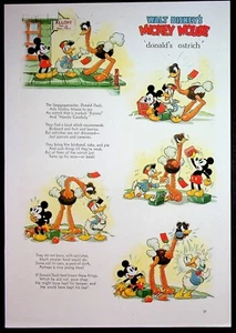 Walt Disney 1937 Pagina dei Cartoni Animati Struzzo di Topolino Paperino - Foto 1 di 1