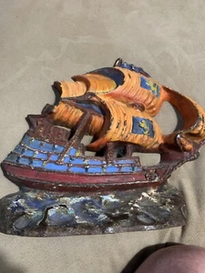 Vintage Albany FDY CO.  # 167 Foundry Sailing Ship Cast Iron Door Stop Doorstop - Picture 1 of 7