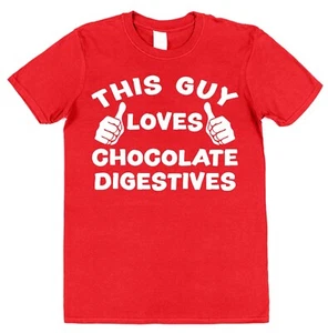 This Guy OR Girl Loves Chocolate Digestives T-Shirt Unisex für Erwachsene & Kinder - Bild 1 von 12