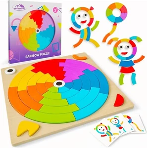 Toddler Wooden Learning Puzzle Montessori Toys Educational Rainbow Blocks Board - Picture 1 of 9