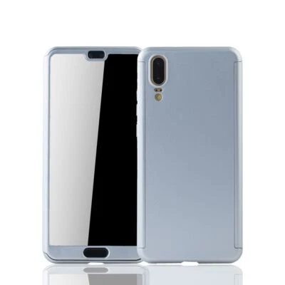 Custodia Protettiva Per Huawei P20 Full Cover Protezione Schermo Bumper Argento - Immagine 1 di 4