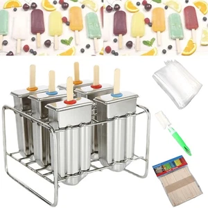 Set of 6 Stainless Steel Popsicle Molds Kit, Metal Popsicle Moulds,Homemade I... - Picture 1 of 7