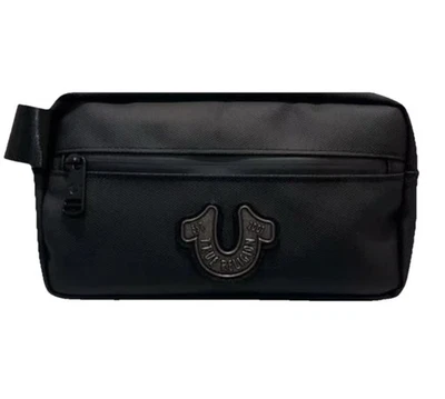 Bolso de aseo True Religion para hombre negro con monograma, logotipo de herradura #TR104495 Foto 1 de 4