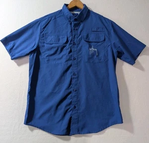 Guy Harvey Men’s Fishing Shirt Blue Short Sleeve Button Front Vented Size S - Picture 1 of 11