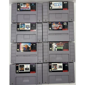 Menge 8 SNES Sport Spiele Original Getestet Madden NBA MLB Ken Griffey 90er Retro - Bild 1 von 1