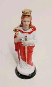 St. Barbara Figurine Cup & Sword Vintage Religious Hand Painted 4" Statue New - Picture 1 of 12