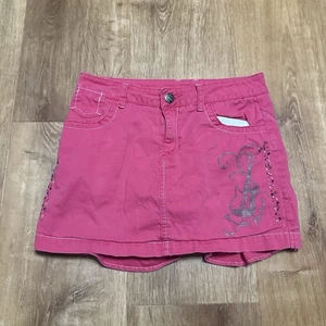 DISNEY HANNAH MONTANA Girls HOT PINK Sparkling Metalic Guitar Glam Skort Size 14 - Picture 1 of 7
