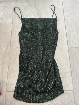 Женское мини-платье Motel Rocks с блестками зеленое XS - Изображение 1 из 3