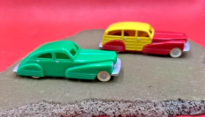 Pair of Dimestore Dreams Cars – Streamlined Sedan & Woody Wagon – 1990s Repros - Image 1 of 4