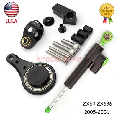 Kit de montaje y amortiguador de dirección CNC para Kawasaki Ninja ZX636 ZX6R 2005-2006 Foto 1 de 4