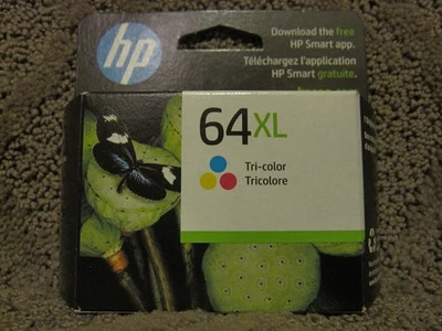 Cartucho de tinta tricolor HP N9J91AN genuino OEM NUEVO # 64XL 64 AGO/2026 Foto 1 de 4