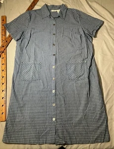 Abito Camicia Gloria Vintage Sbiadito Donna Taglie Forti 24 Blu Bottoni Chambray - Foto 1 di 13