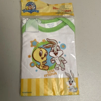 Vintage Looney Tunes Tweety Bird Bugs Bunny Baby Infant Newborn Cotton T Shirt - Image 1 of 4