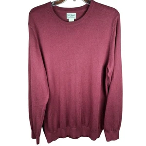 LL Bean Sweater Mens Large Tall Cotton Cashmere Pullover Crewneck Burgundy - Picture 1 of 8