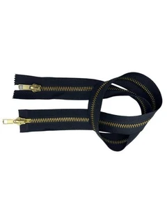 Cerniera Zip Lampo Chiusura Metallo Ottone Catena Oro Doppio Cursore Sganciabile - Imagen 1 de 14