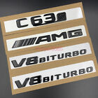 Glossy Black Mercedes Benz C63s Amg V8 Biturbo Trunk Emblem Badge Sticker Set