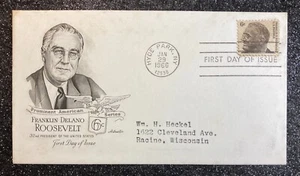 Estampilla de 6 ¢ Franklin Roosevelt Prominent American 1966 edición del primer día/FDR/Hyde Park - Imagen 1 de 5
