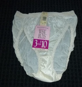 Neu aus altem Lagerbestand Vintage Maidenform Wise Buys Nylon-Höschen hoch geschnittenes Bein Stretch Spitze elfenbeinfarben Gr. 7 - Bild 1 von 8