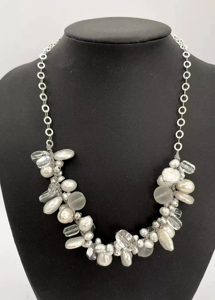 SILPADA Effervescence Sterling Silver Pearl Quartz Crystal 18" Necklace N2189 EU - Image 1 of 4