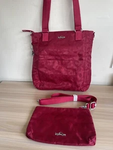 Kipling ORTOLI Shoulder Bag With Clutch Bag / Purse in Geo Scarlett Brand New - Picture 1 of 7