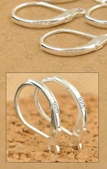 1 PAIR QUALITY STERLING 925 SILVER 16MM LEVERBACK HOOKS EARWIRES. - Image 1 of 4