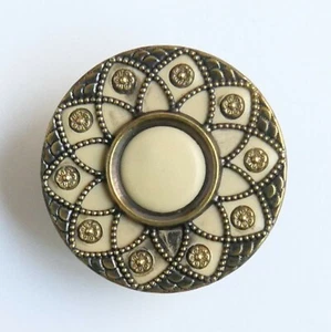 Button Antique - Brass - Celluloid/Ivoroïd - 32 MM - 1900 - Ivoroid Button Ear - Picture 1 of 5
