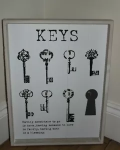 KEY HOOK, PLAQUE FOR EIGHT HOOKS,AND VERSE,SHABBY CHIC - Picture 1 of 2
