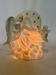 Vintage Guardian Angel & Baby Child Porcelain Night Light VTG - Picture 1 of 7