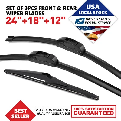 3PCS Front+REAR Wiper Blades For Dodge Journey 2009-2022 OEM Quality 24"+18"+12" - Image 1 of 4