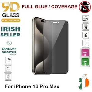 For iPhone 16 Pro Max Privacy Tempered Glass Anti Spy Screen Protector 9D New - Zdjęcie 1 z 9