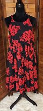 TORRID New Women's Black Red Roses Fit and Flare Halter Dress High Waist Size 14