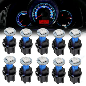 10Pcs T5 Blue Car Instrument Panel Cluster LED Dash Light Bulb w/ Twist Sockets - Picture 1 of 13